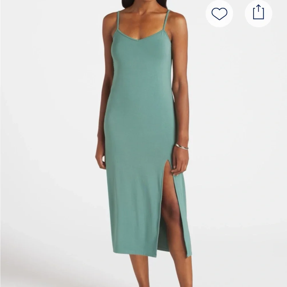 Z Supply Teal Midi Dress with Spaghetti Straps - Picture 1 of 4